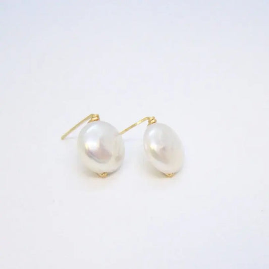 Freshwater Coin Pearl Stud Earrings J.Mills Studio