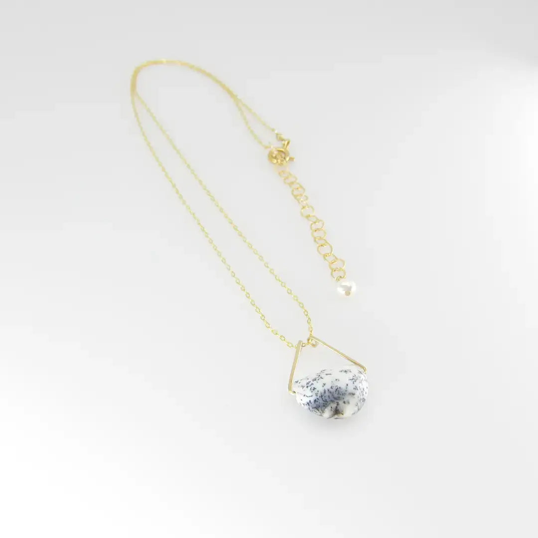 Forged Triangle Bail Necklace with Half-Moon Cut Gemstone, 5 Stone Options J. Mills Studio