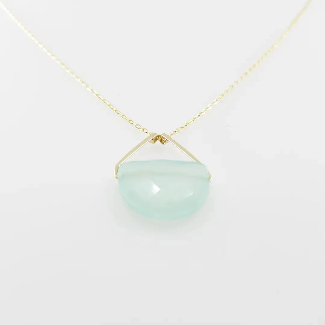 Forged Triangle Bail Necklace with Half-Moon Cut Gemstone, 5 Stone Options J. Mills Studio