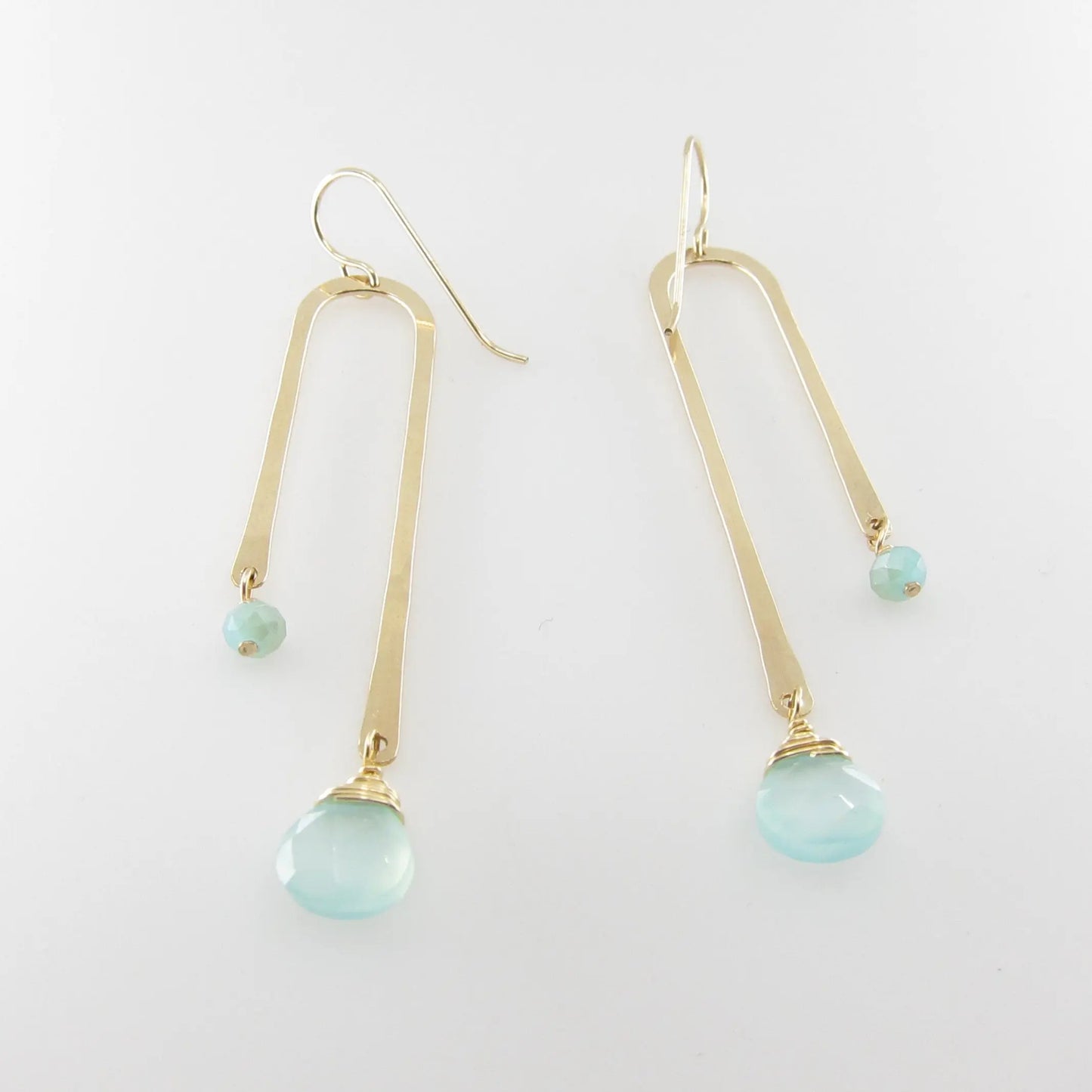 Forged Asymmetrical Arch Earring with Aqua Chalcedony J.Mills Studio