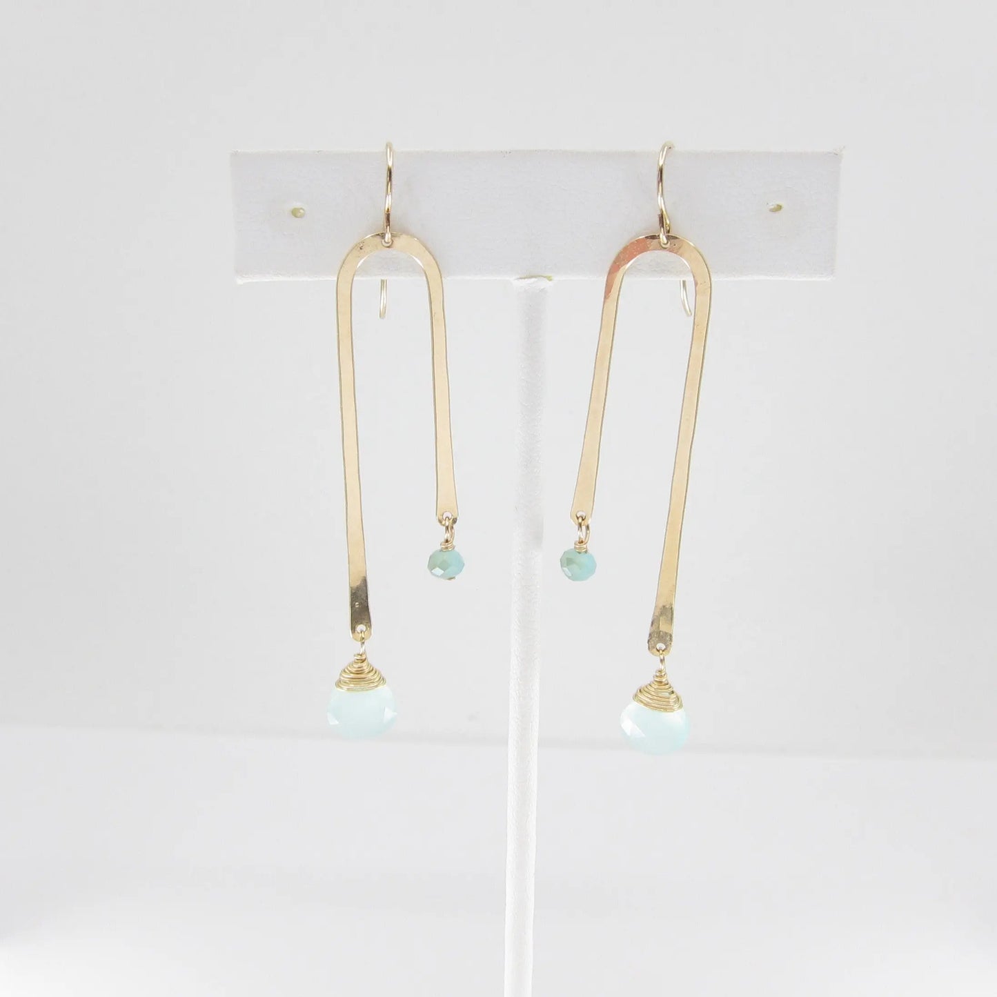 Forged Asymmetrical Arch Earring with Aqua Chalcedony J.Mills Studio