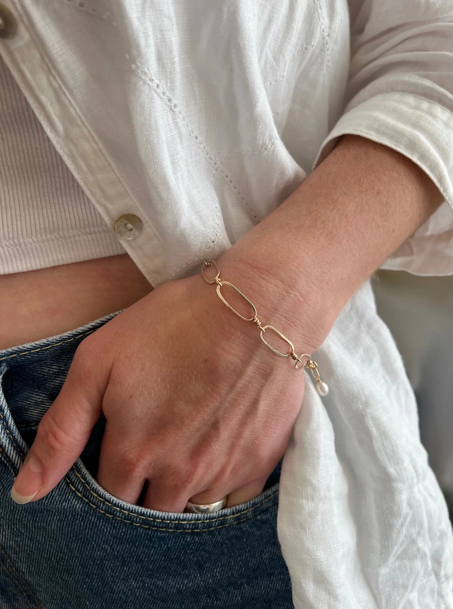 Hand Forged Paperclip Link Bracelet J.Mills Studio