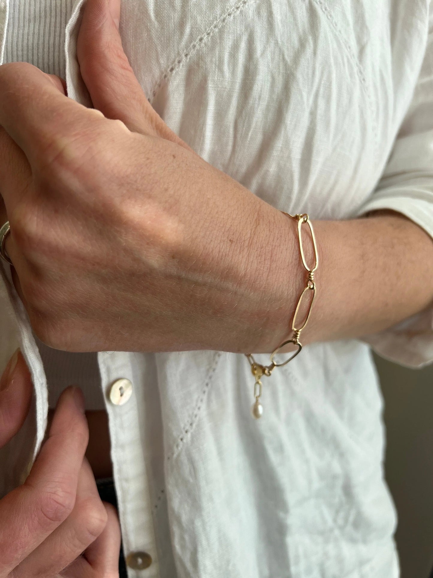 Hand Forged Paperclip Link Bracelet J.Mills Studio