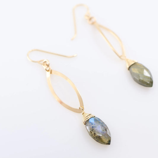 Small Forged Curved Marquis Link Earring with Labradorite J.Mills Studio
