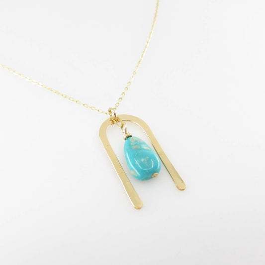 Forged Arch Necklace with Kingman Turquoise J.Mills Studio