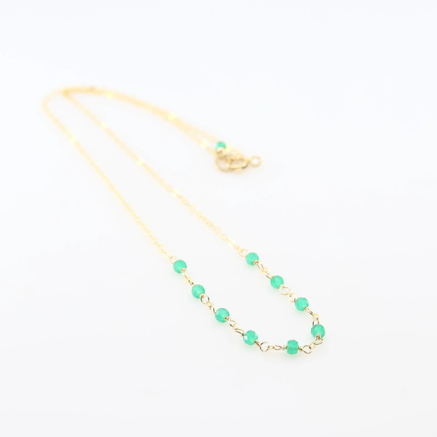 Tiny Gemstone Layering Necklace, Green Onyx J.Mills Studio