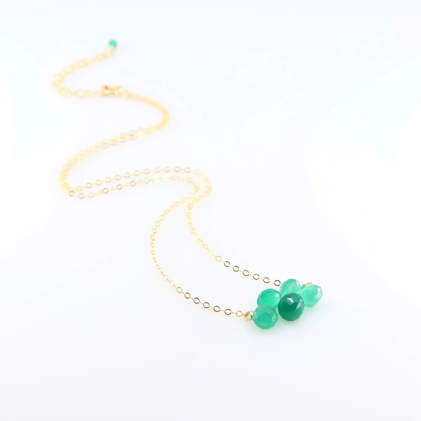 Mini Gemstone Cluster Necklace, Green Onyx J.Mills Studio