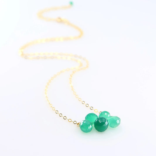 Mini Gemstone Cluster Necklace, Green Onyx J.Mills Studio