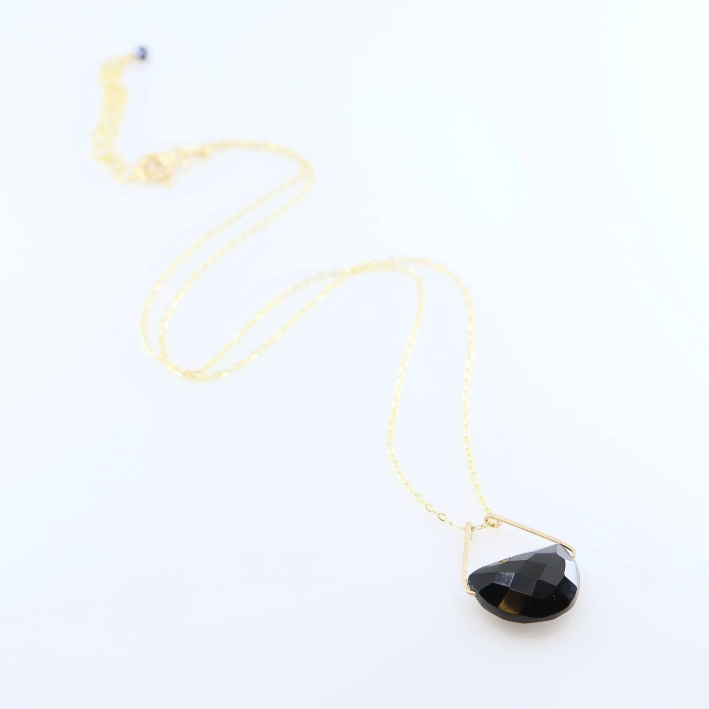 Forged Triangle Bail Necklace with Half-Moon Cut Gemstone, 5 Stone Options J. Mills Studio