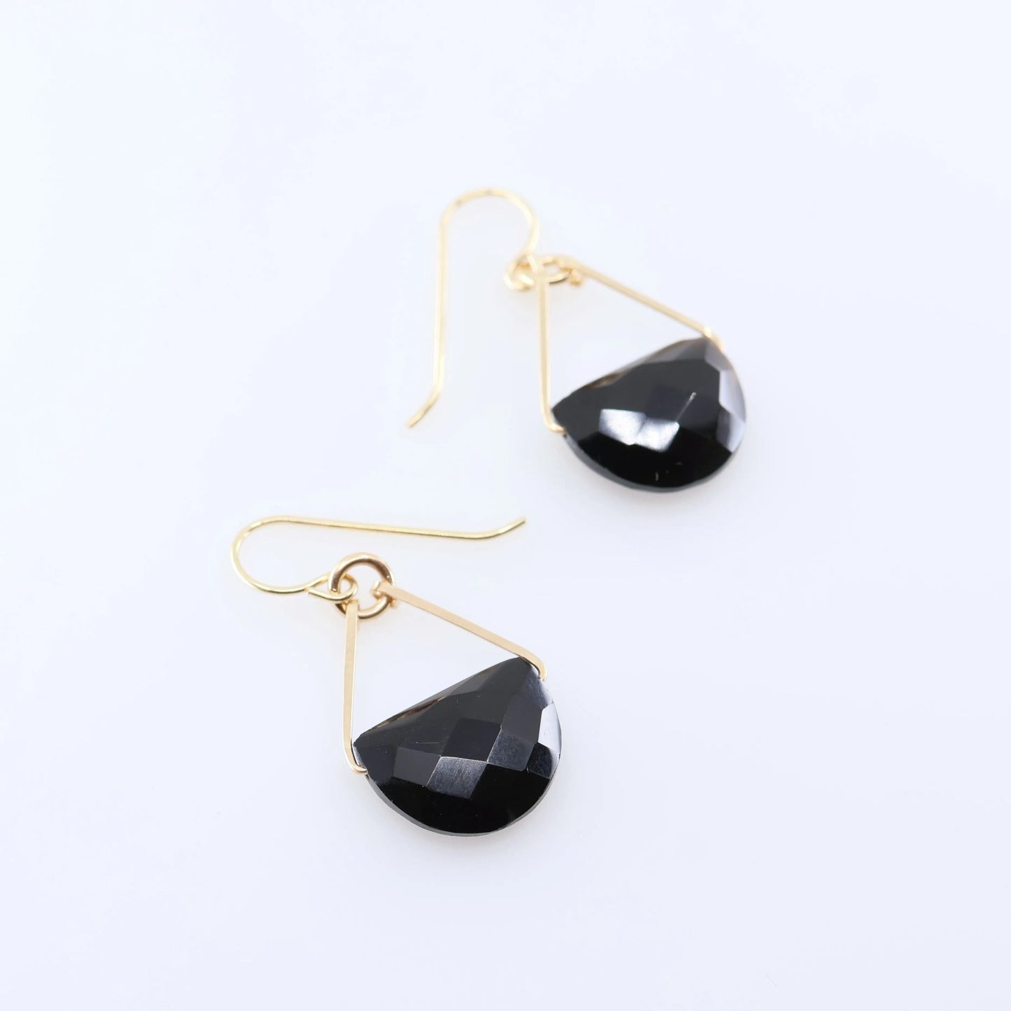 Forged Earrings with Half Moon Cut Gemstone, 5 Stone Options J.Mills Studio