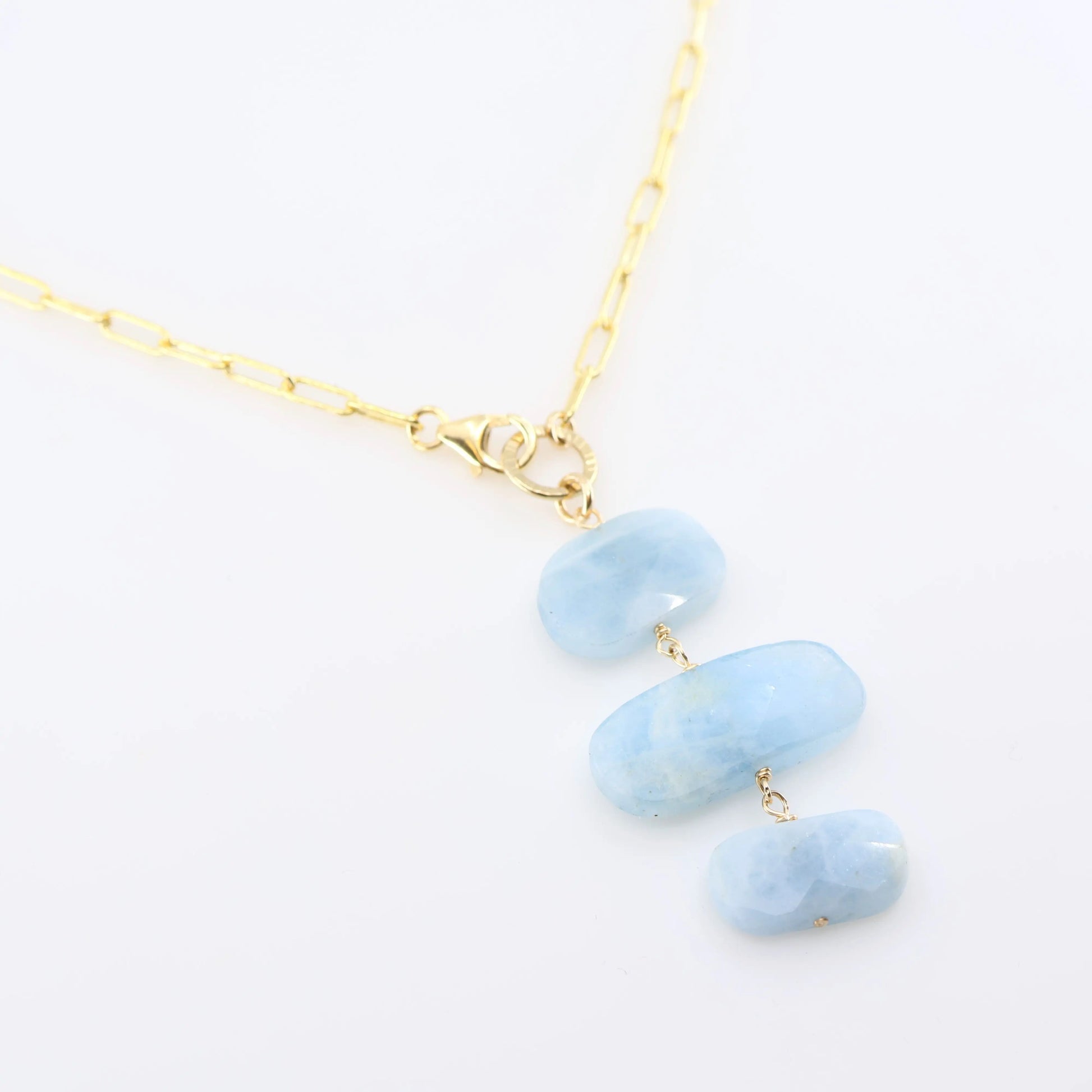 Milky Aquamarine Vertical Stack Pendant Necklace J.Mills Studio