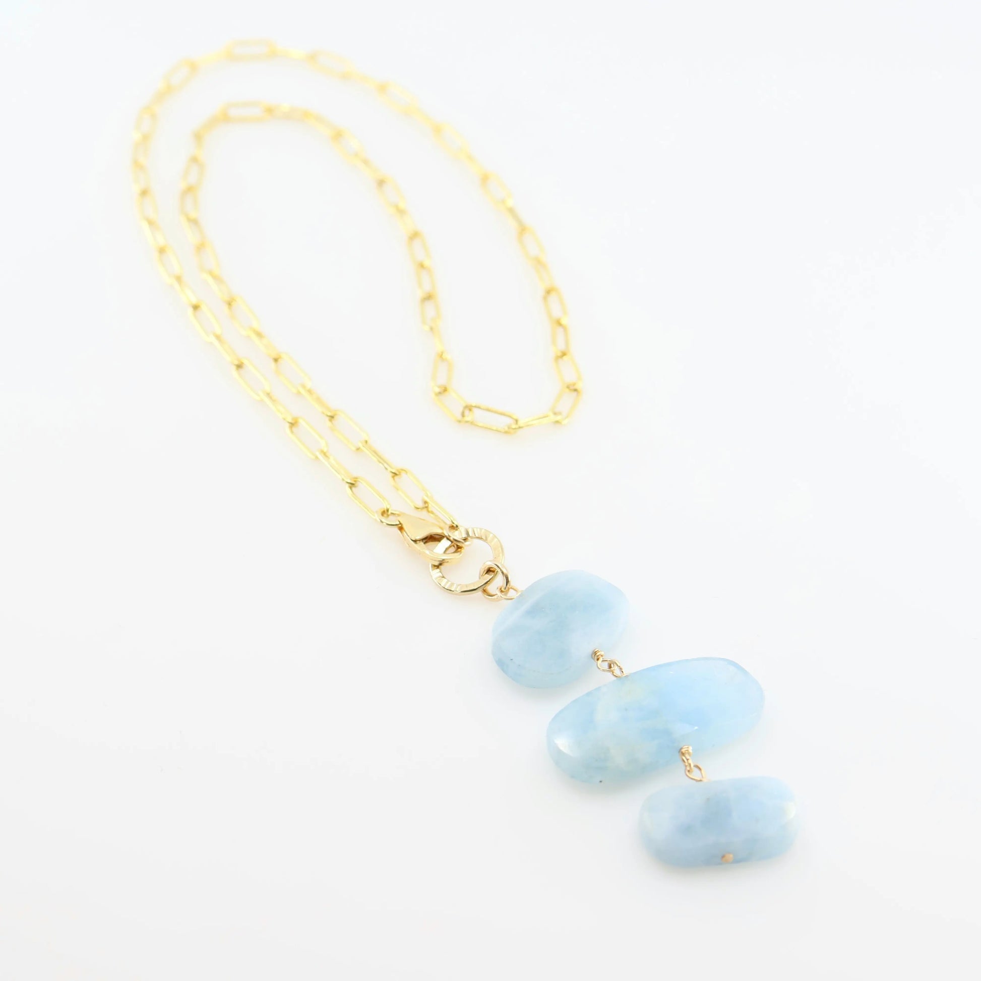Milky Aquamarine Vertical Stack Pendant Necklace J.Mills Studio