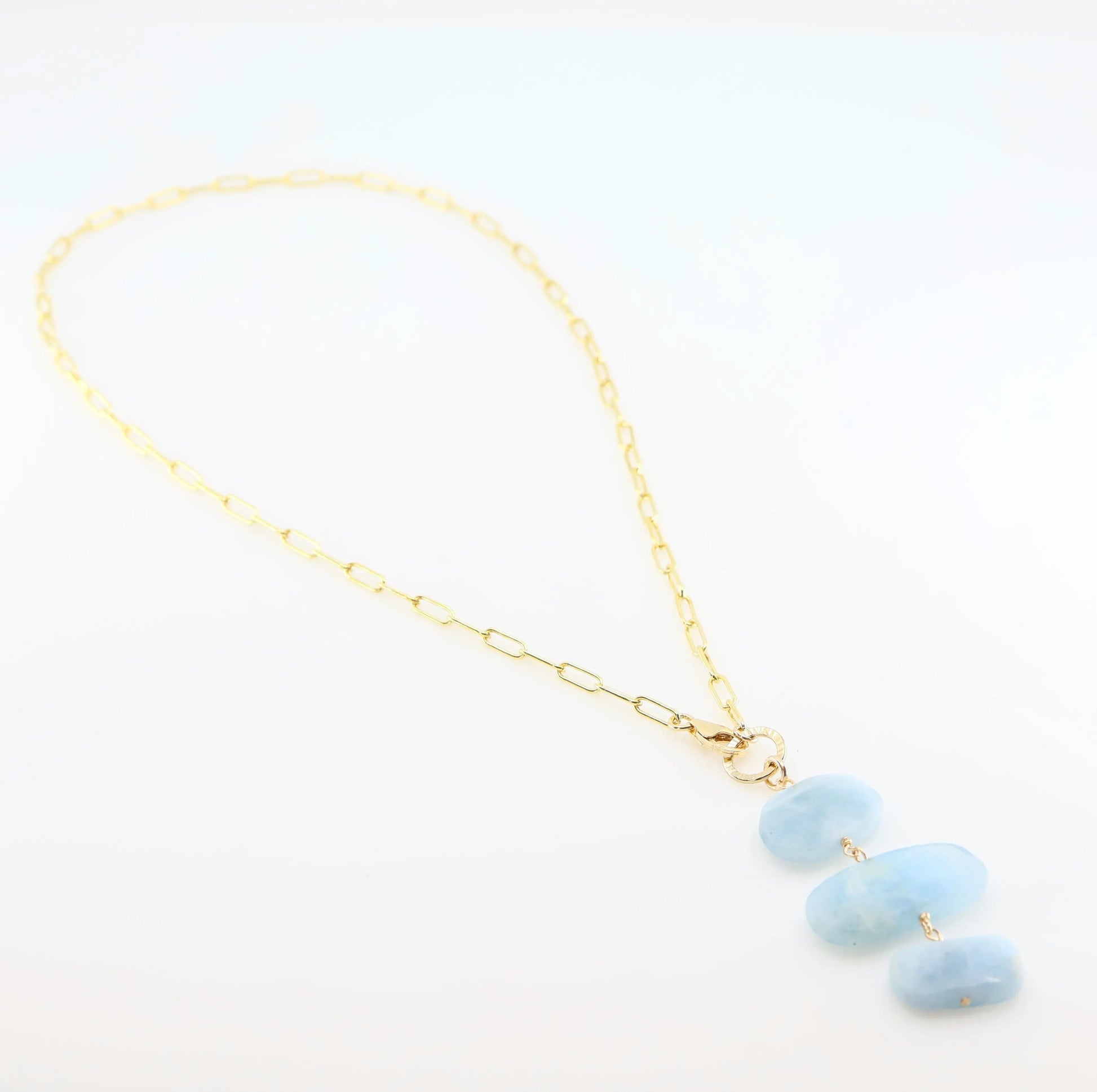Milky Aquamarine Vertical Stack Pendant Necklace J.Mills Studio