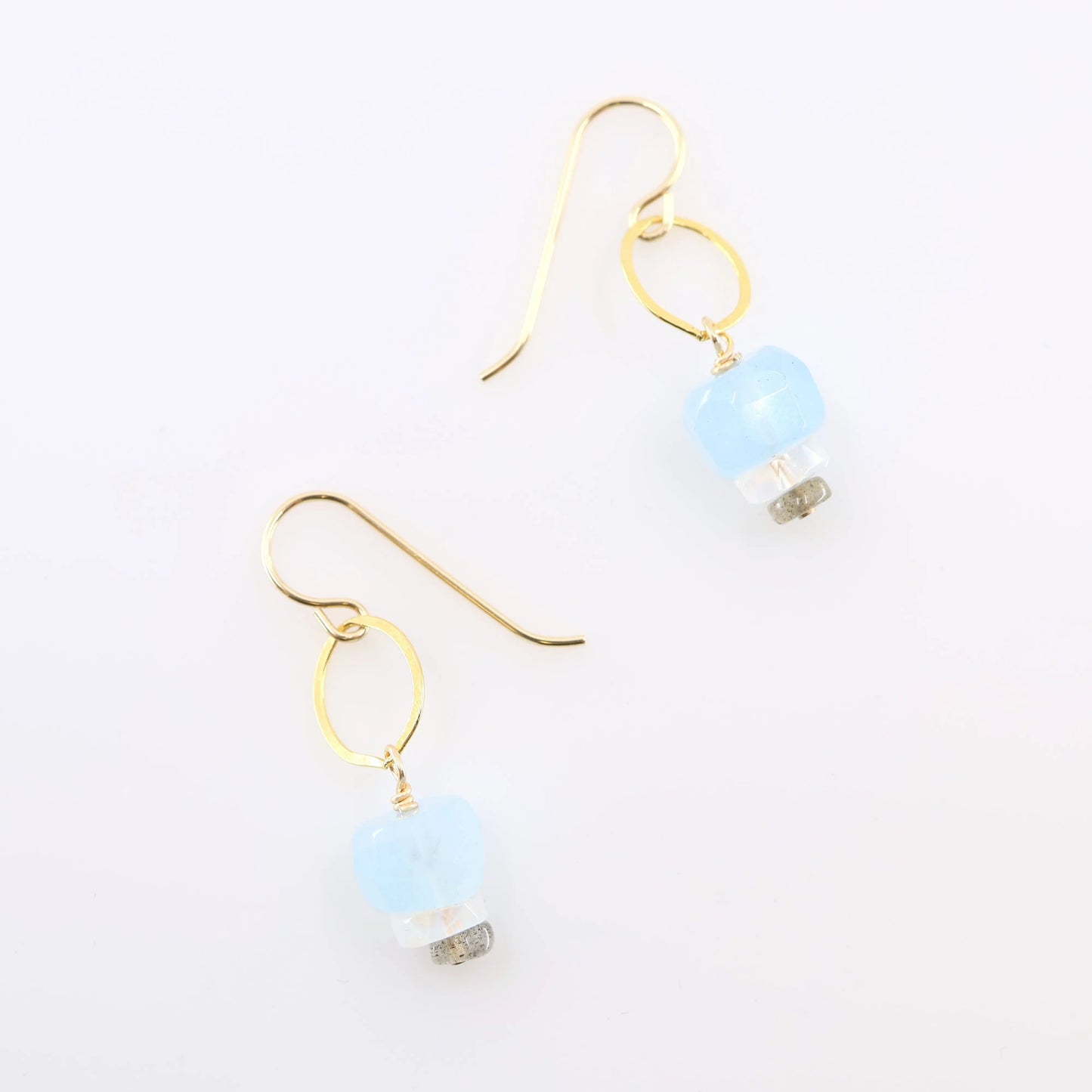 Milky Aquamarine & Rainbow Moonstone Earrings J.Mills Studio