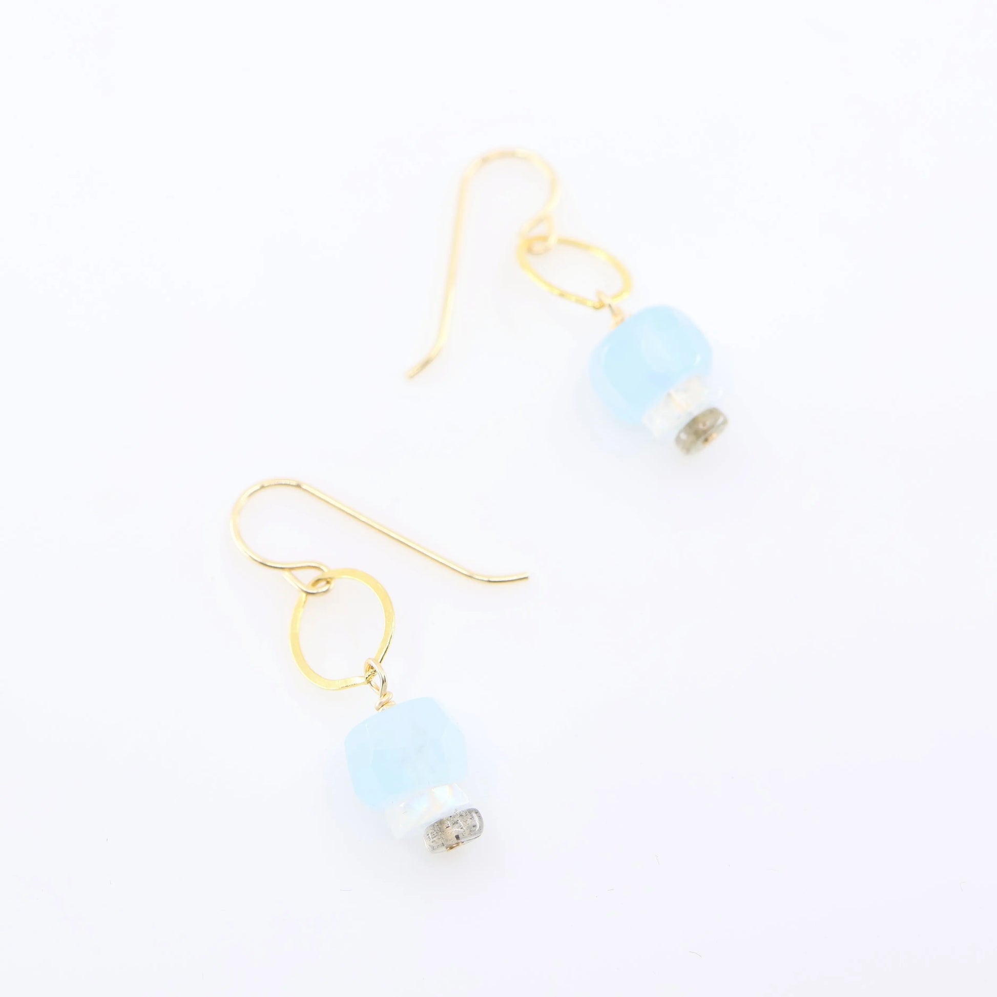 Milky Aquamarine &  Rainbow Moonstone Earrings J.Mills Studio