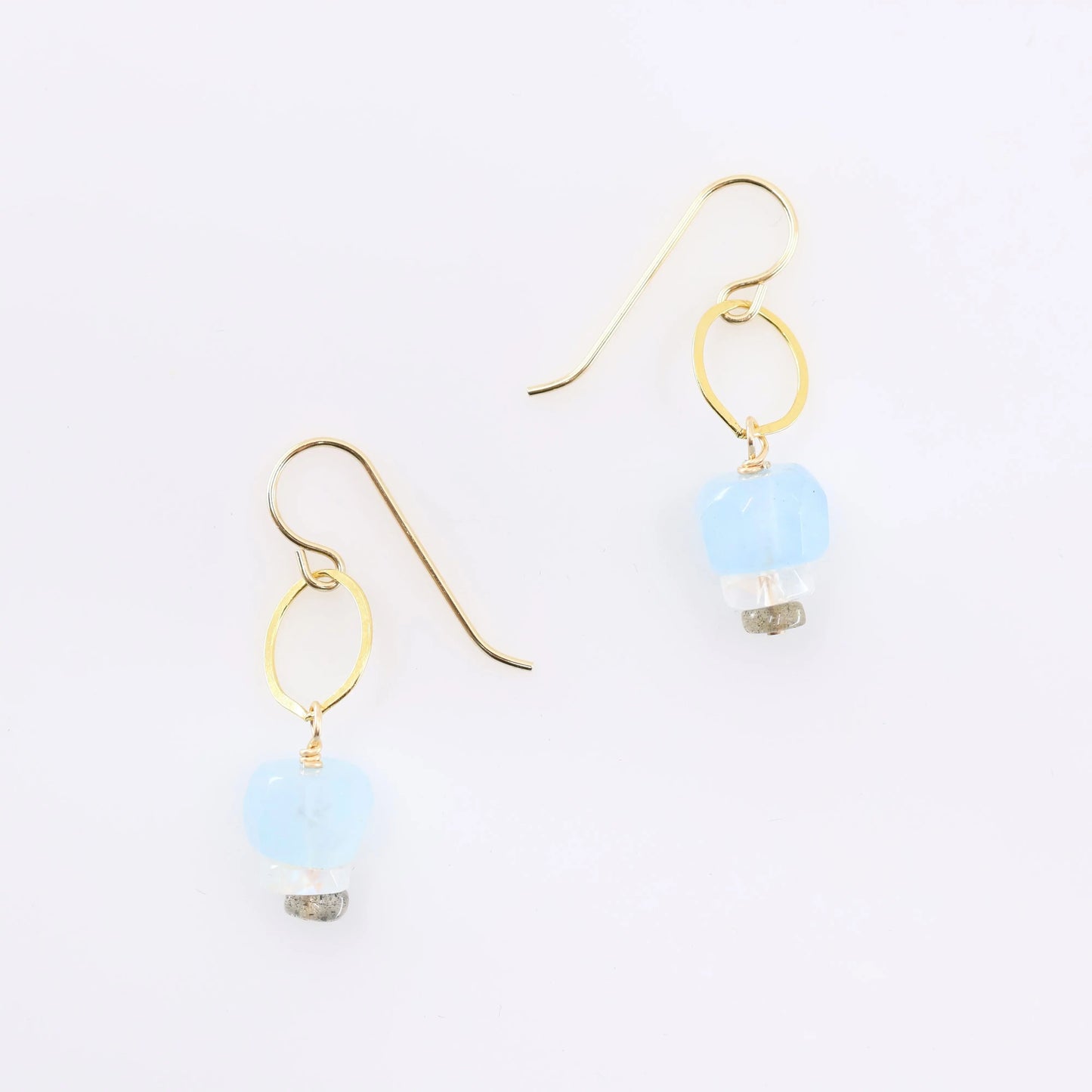 Milky Aquamarine & Rainbow Moonstone Earrings J.Mills Studio