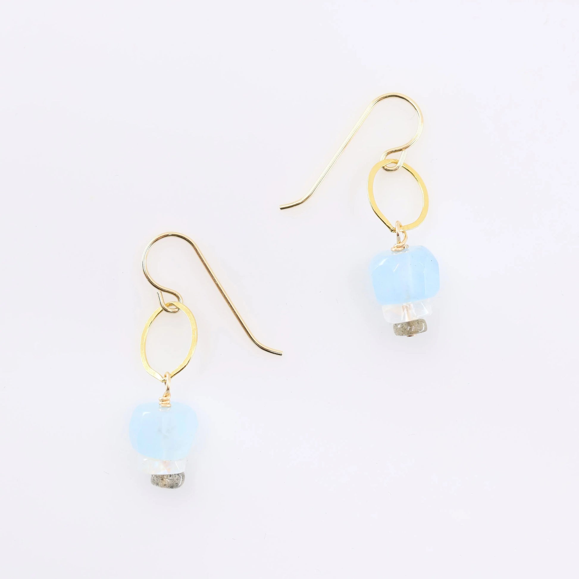 Milky Aquamarine &  Rainbow Moonstone Earrings J.Mills Studio