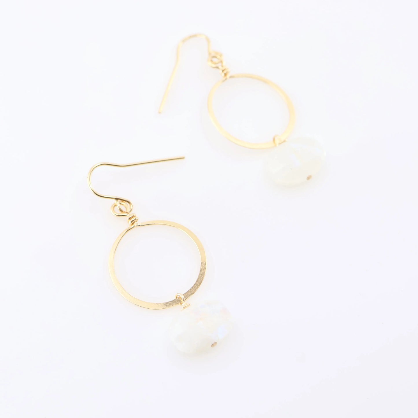 Forged Circle Earrings with Rainbow Moonstone J.Mills Studio