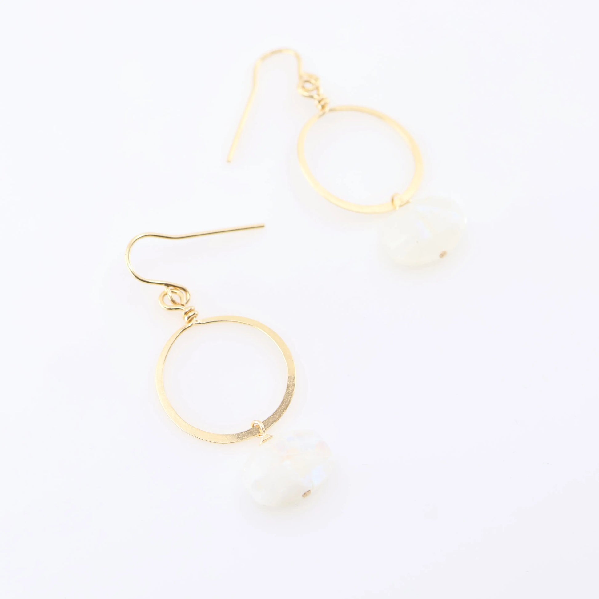 Forged Circle Earrings with Rainbow Moonstone J.Mills Studio