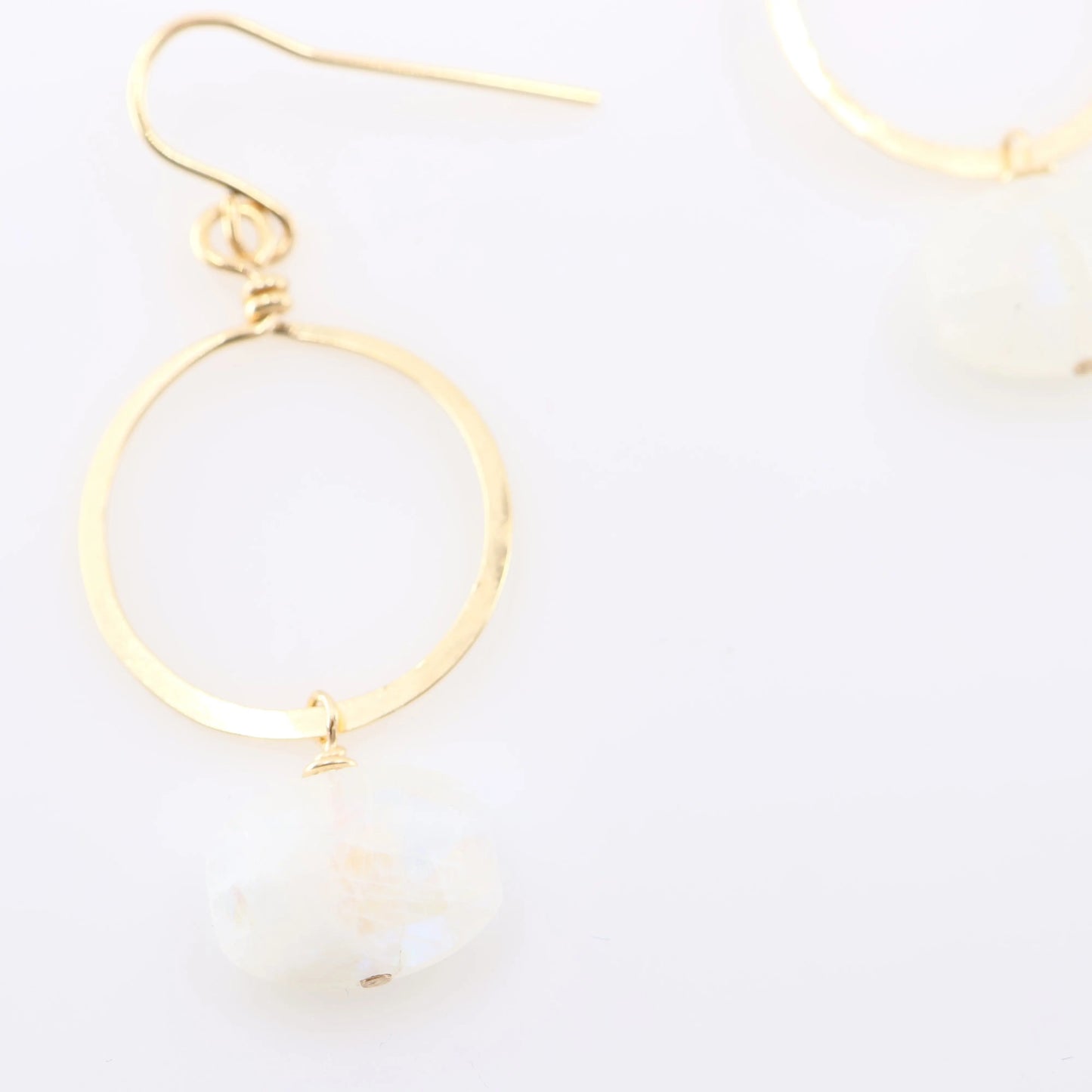 Forged Circle Earrings with Rainbow Moonstone J.Mills Studio