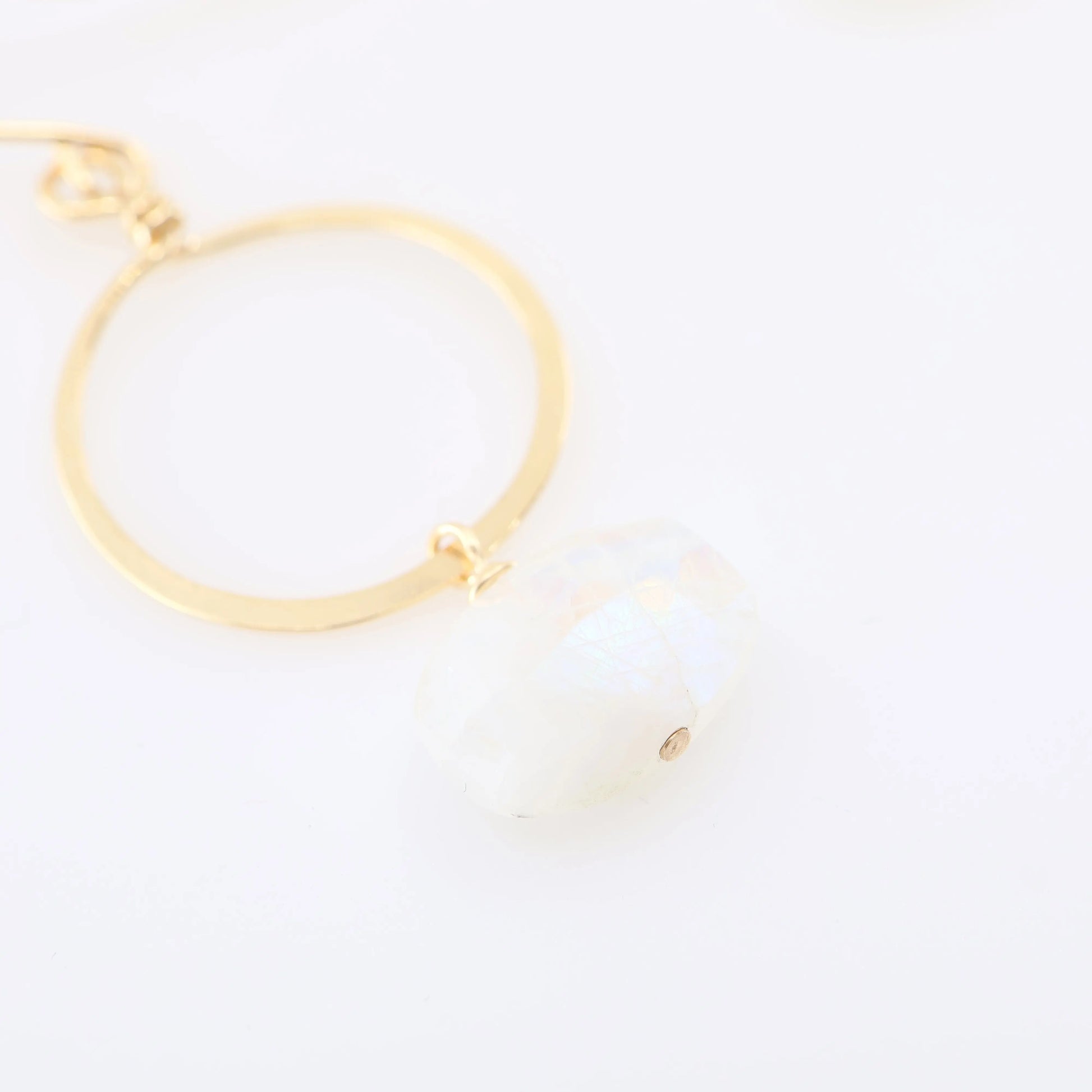 Forged Circle Earrings with Rainbow Moonstone J.Mills Studio