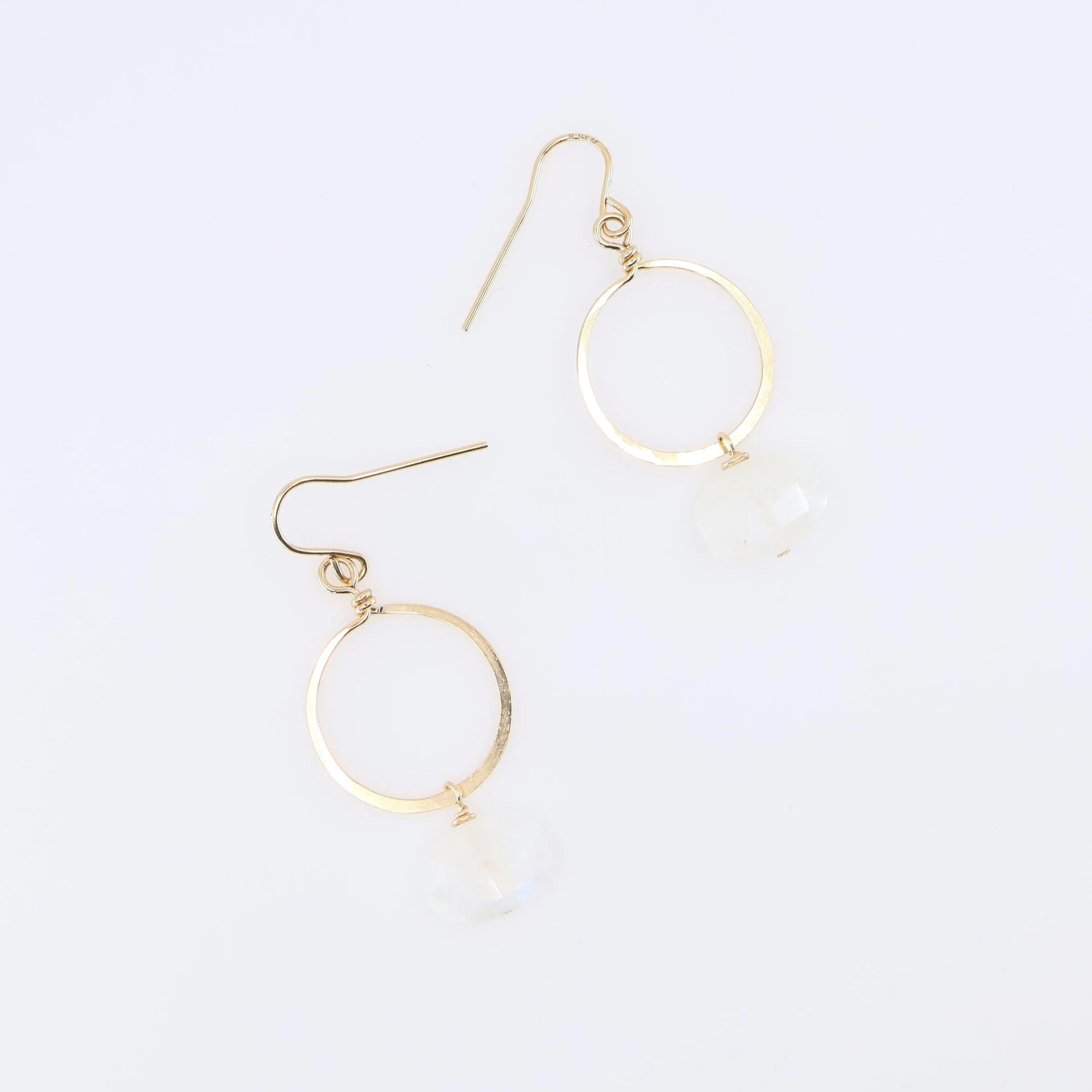 Forged Circle Earrings with Rainbow Moonstone J.Mills Studio
