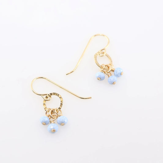 Tiny Hammer Textured Circle Earrings with Blue Opal J.Mills Studio