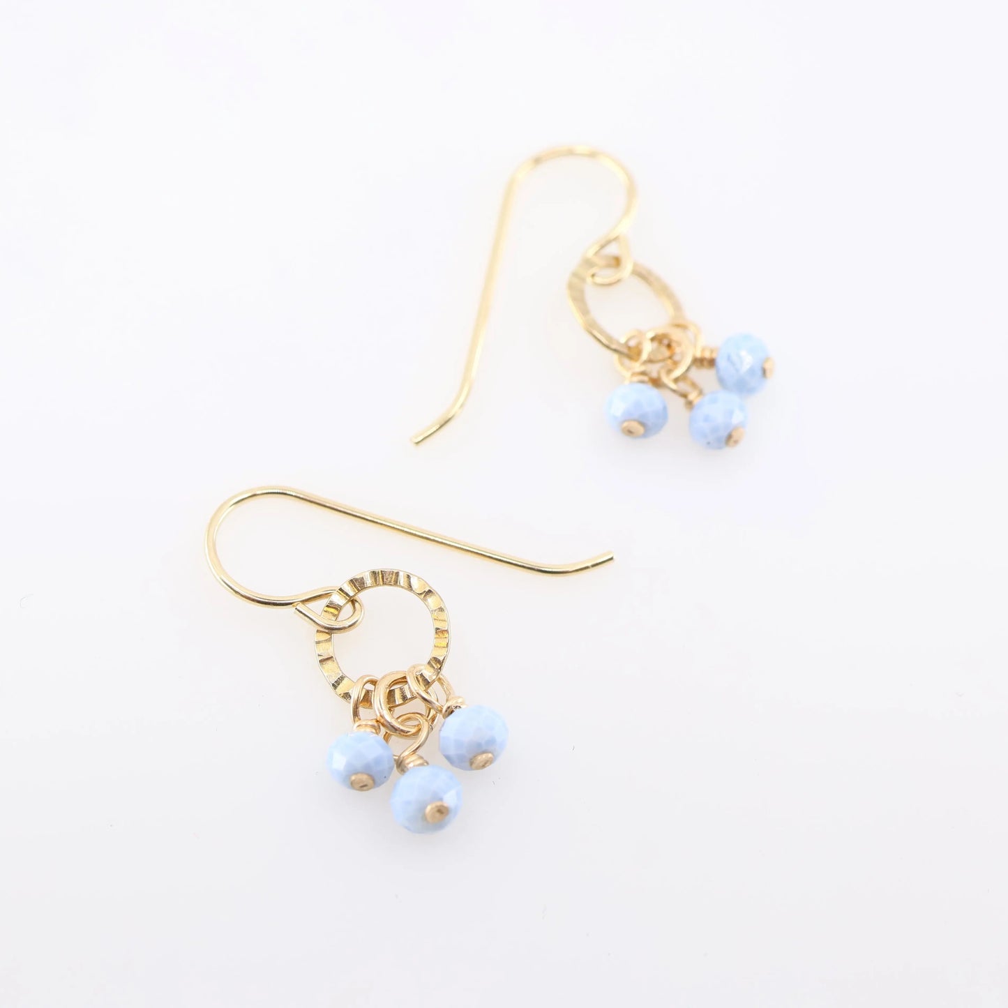 Tiny Hammer Textured Circle Earrings with Blue Opal J.Mills Studio