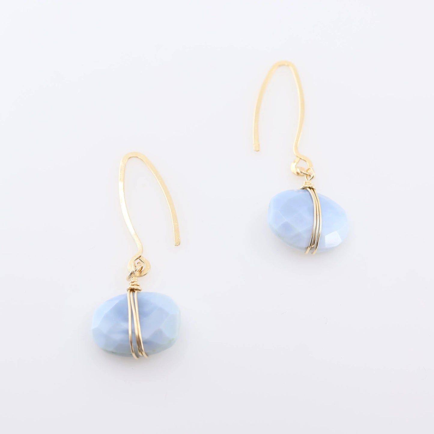 Blue Opal Cushion Cut Gemstones on Forged Ear Wires J.Mills Studio