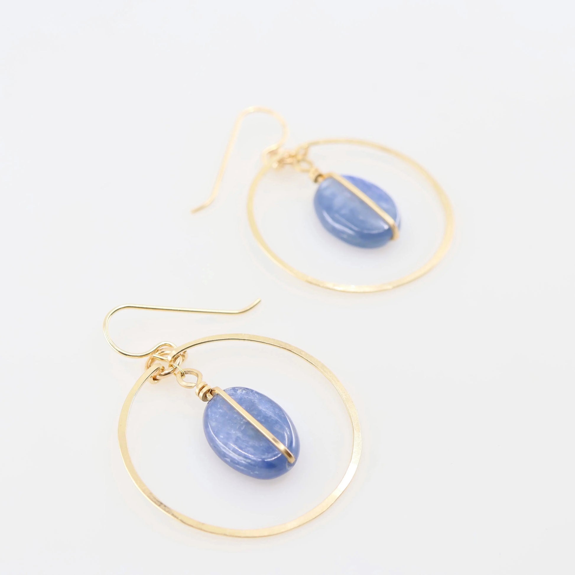 Forged Circle Earrings with Oval Kyanite J.Mills Studio