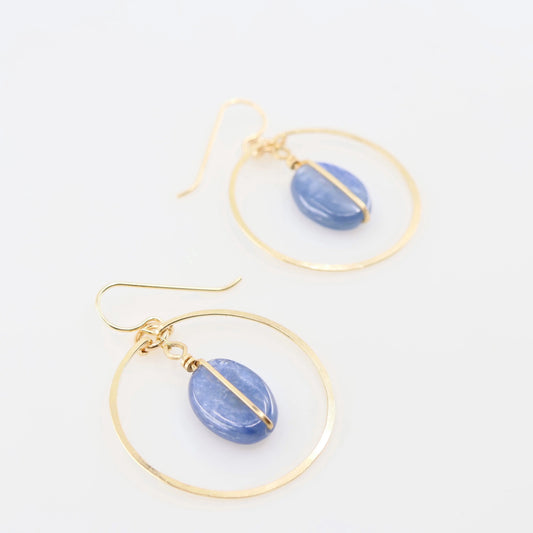 Forged Circle Earrings with Oval Kyanite J.Mills Studio