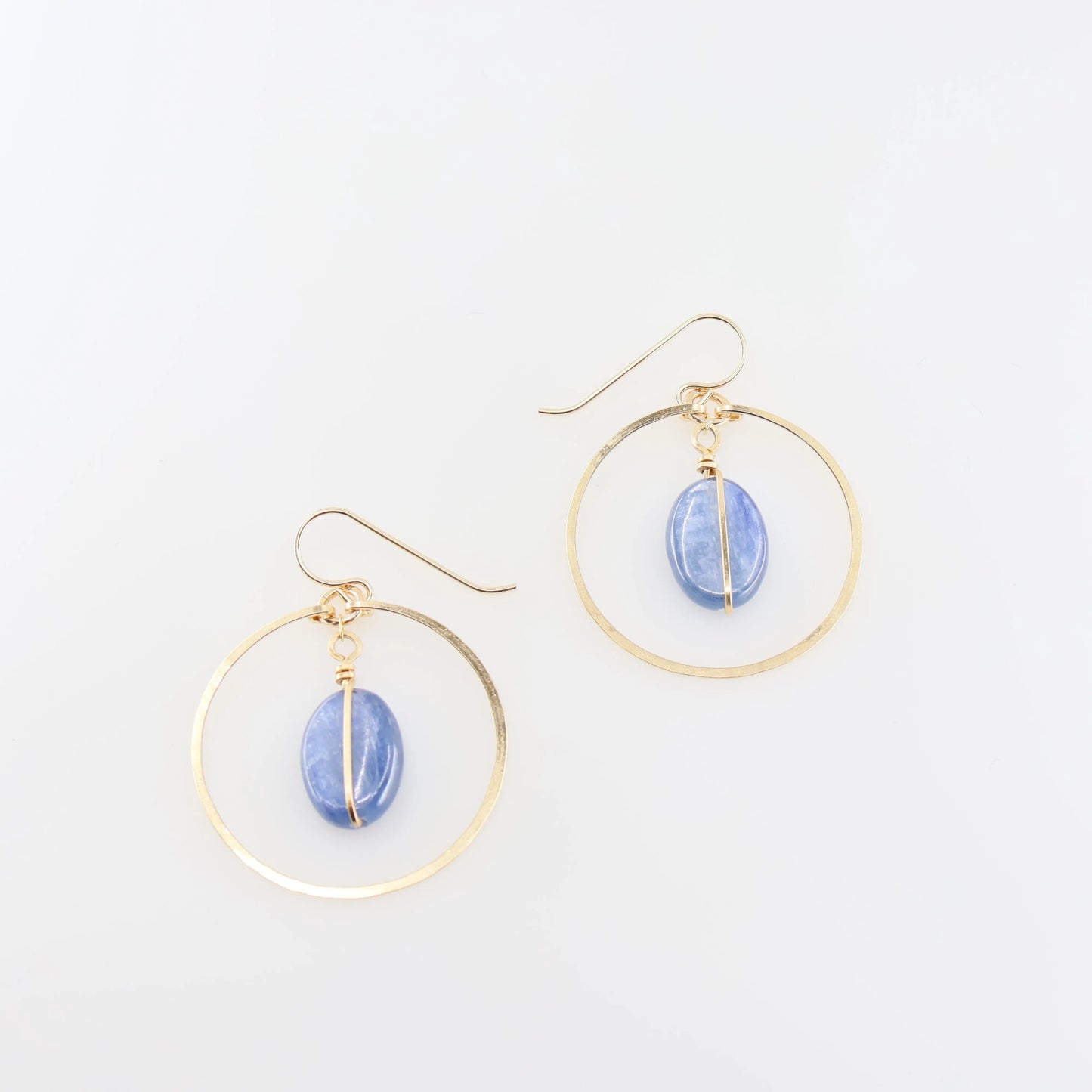 Forged Circle Earrings with Oval Kyanite J.Mills Studio