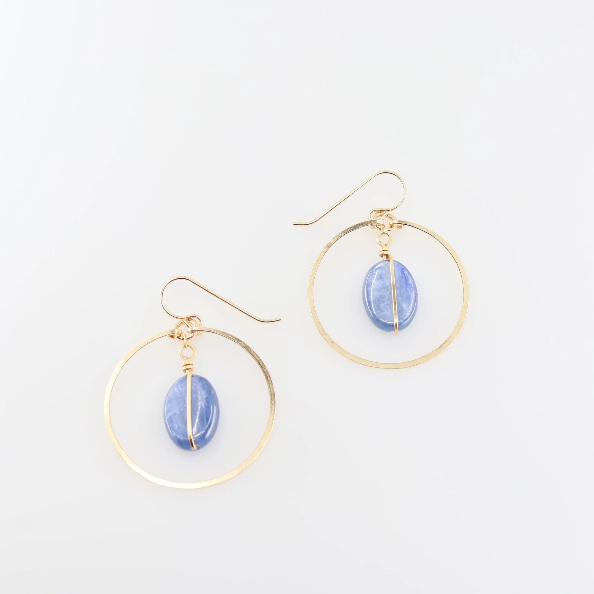 Forged Circle Earrings with Oval Kyanite J.Mills Studio