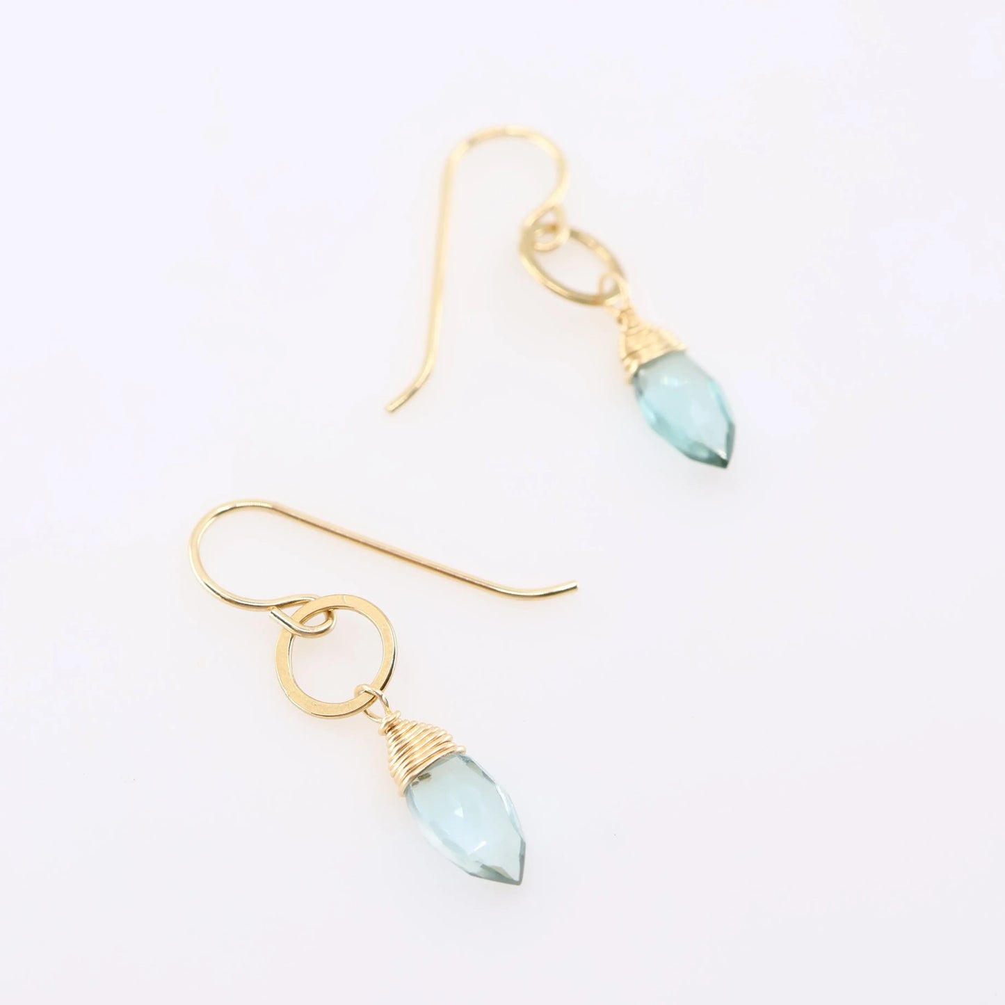 Tiny Circle Earrings with Aquamarine Gemstone J.Mills Studio