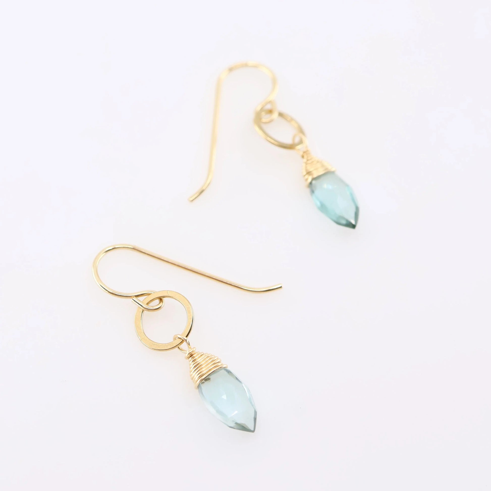 Tiny Circle Earrings with Aquamarine Gemstone J.Mills Studio