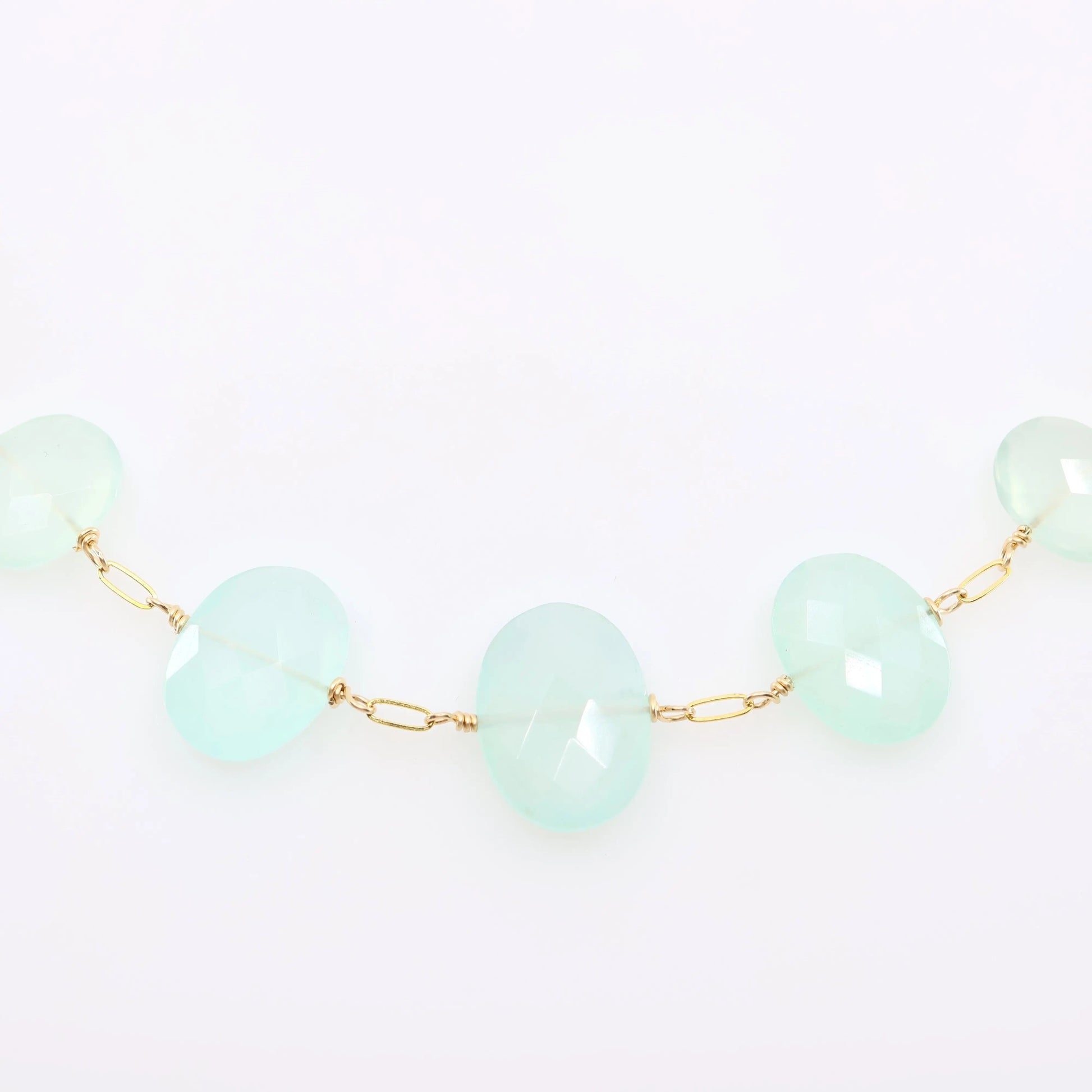 5 Drop Oval Cut Aqua Chalcedony Necklace J.Mills Studio