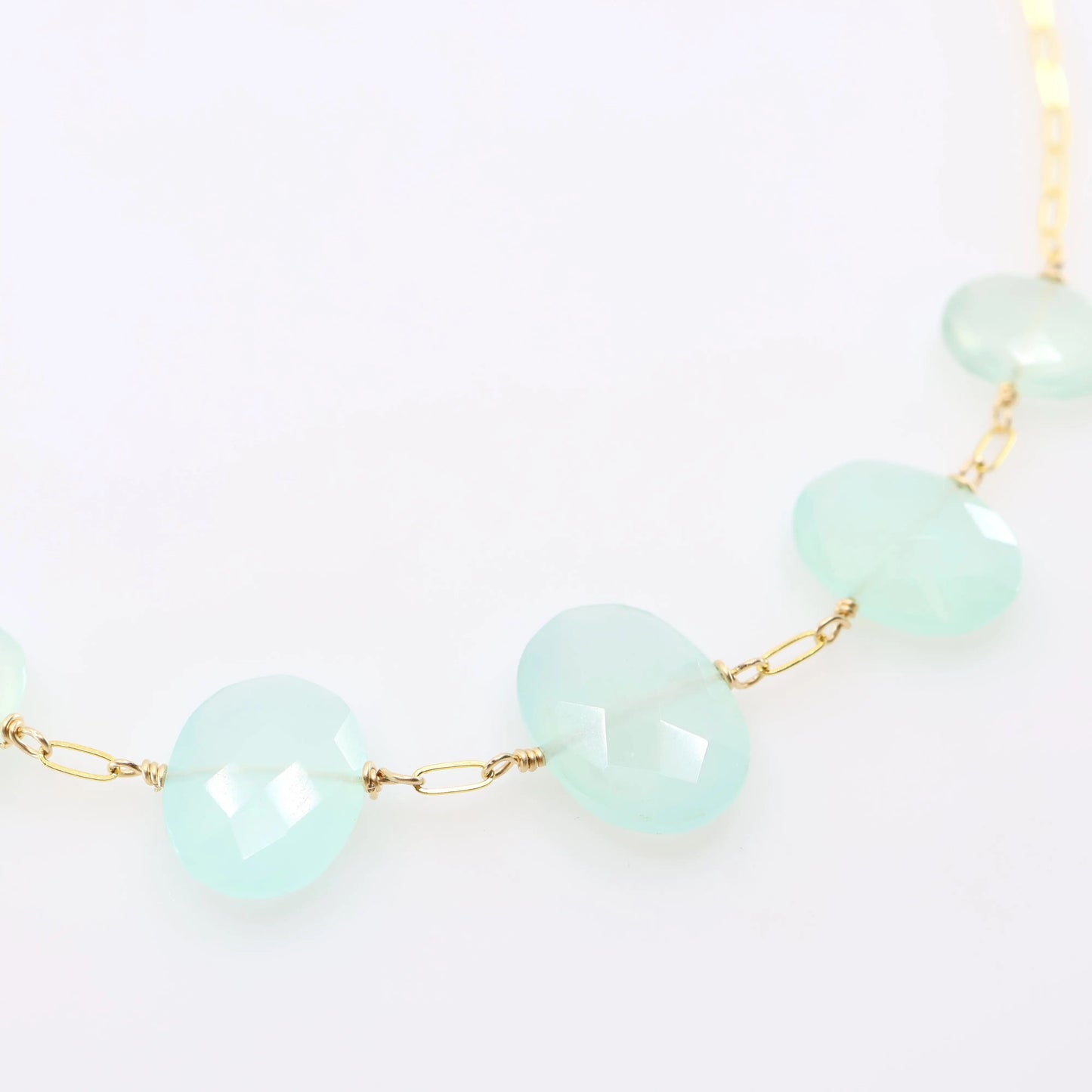 5 Drop Oval Cut Aqua Chalcedony Necklace J.Mills Studio