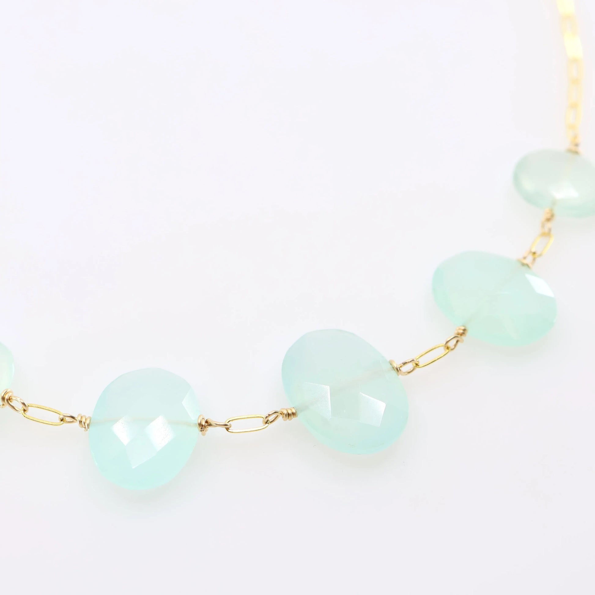 5 Drop Oval Cut Aqua Chalcedony Necklace J.Mills Studio