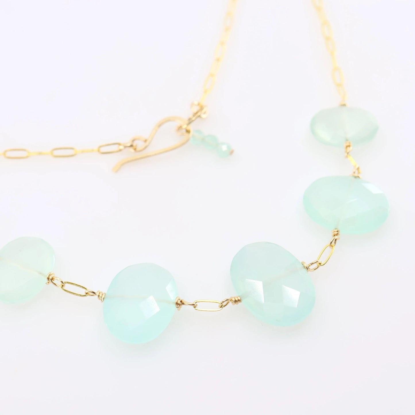 5 Drop Oval Cut Aqua Chalcedony Necklace J.Mills Studio