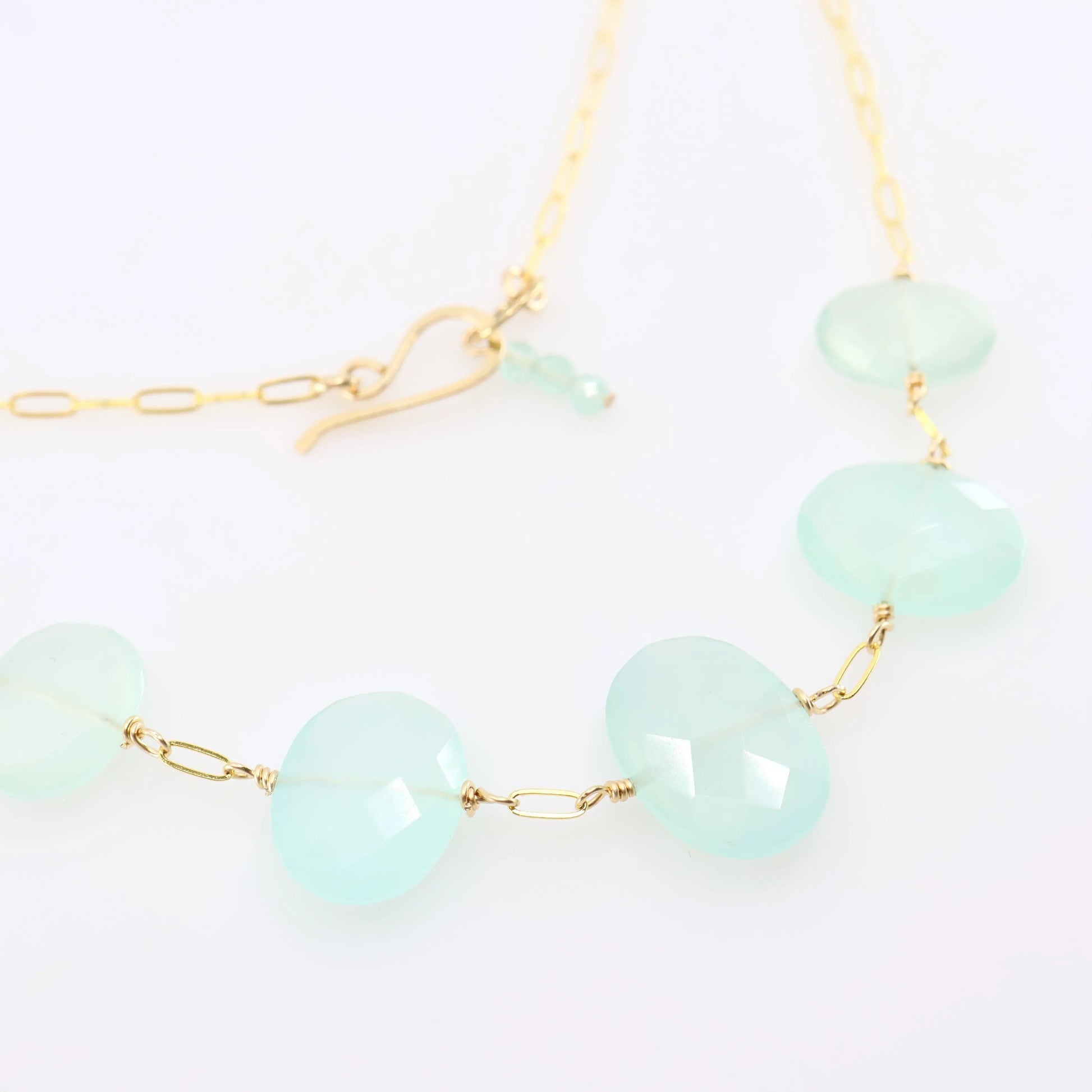 5 Drop Oval Cut Aqua Chalcedony Necklace J.Mills Studio