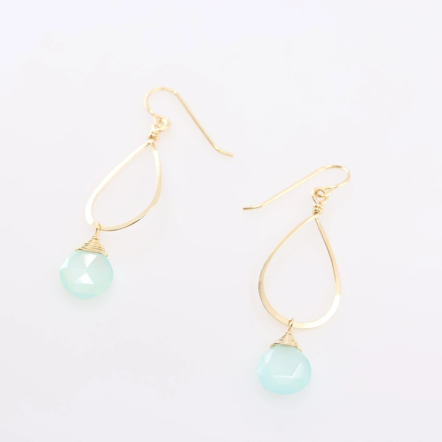 Forged Long Teardrop Earrings with Aqua Chalcedony J.Mills Studio