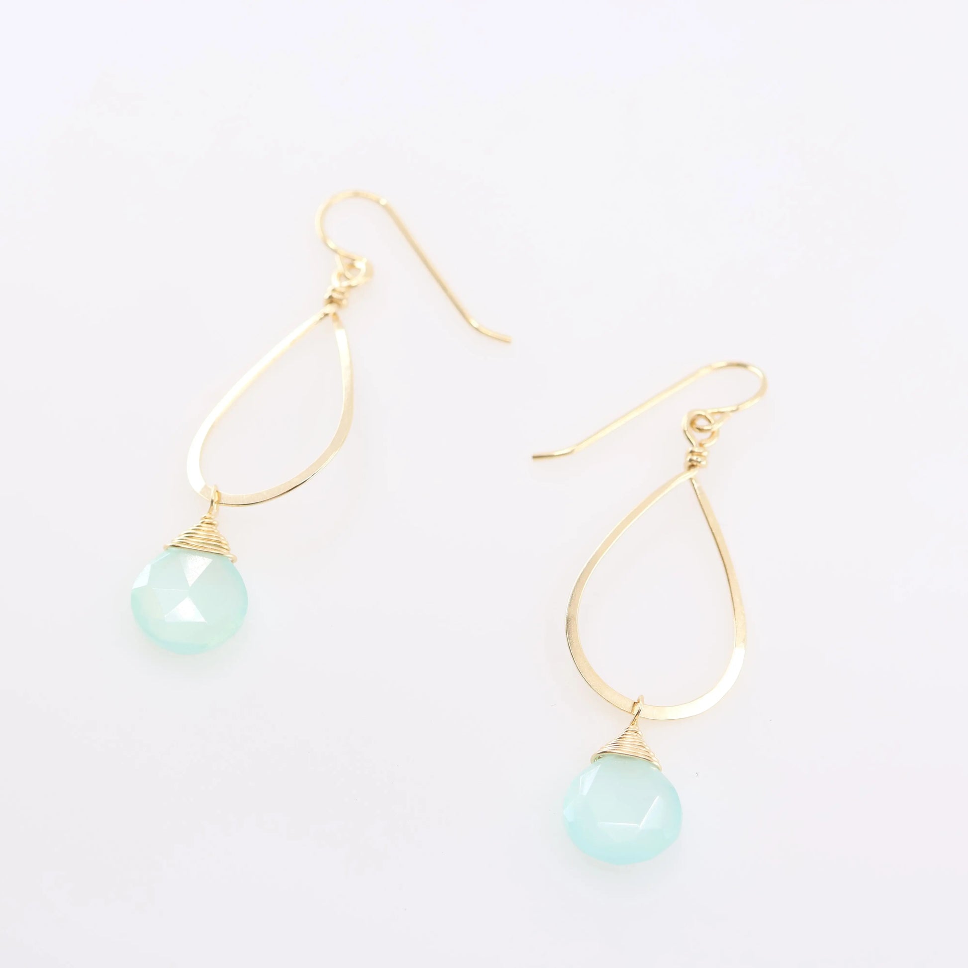 Forged Long Teardrop Earrings with Aqua Chalcedony J.Mills Studio