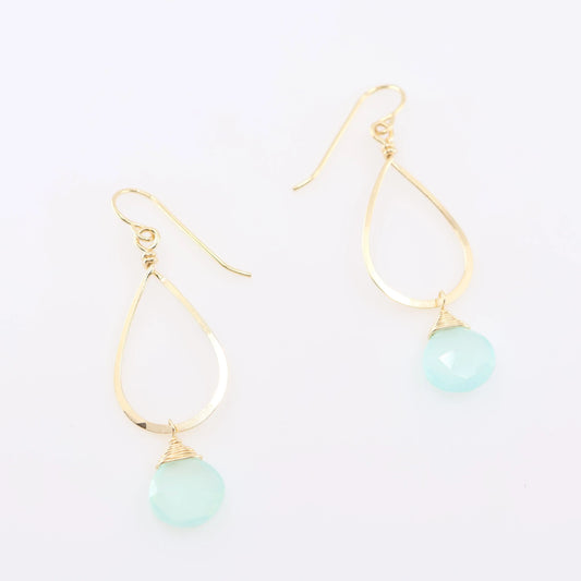 Forged Long Teardrop Earrings with Aqua Chalcedony J.Mills Studio