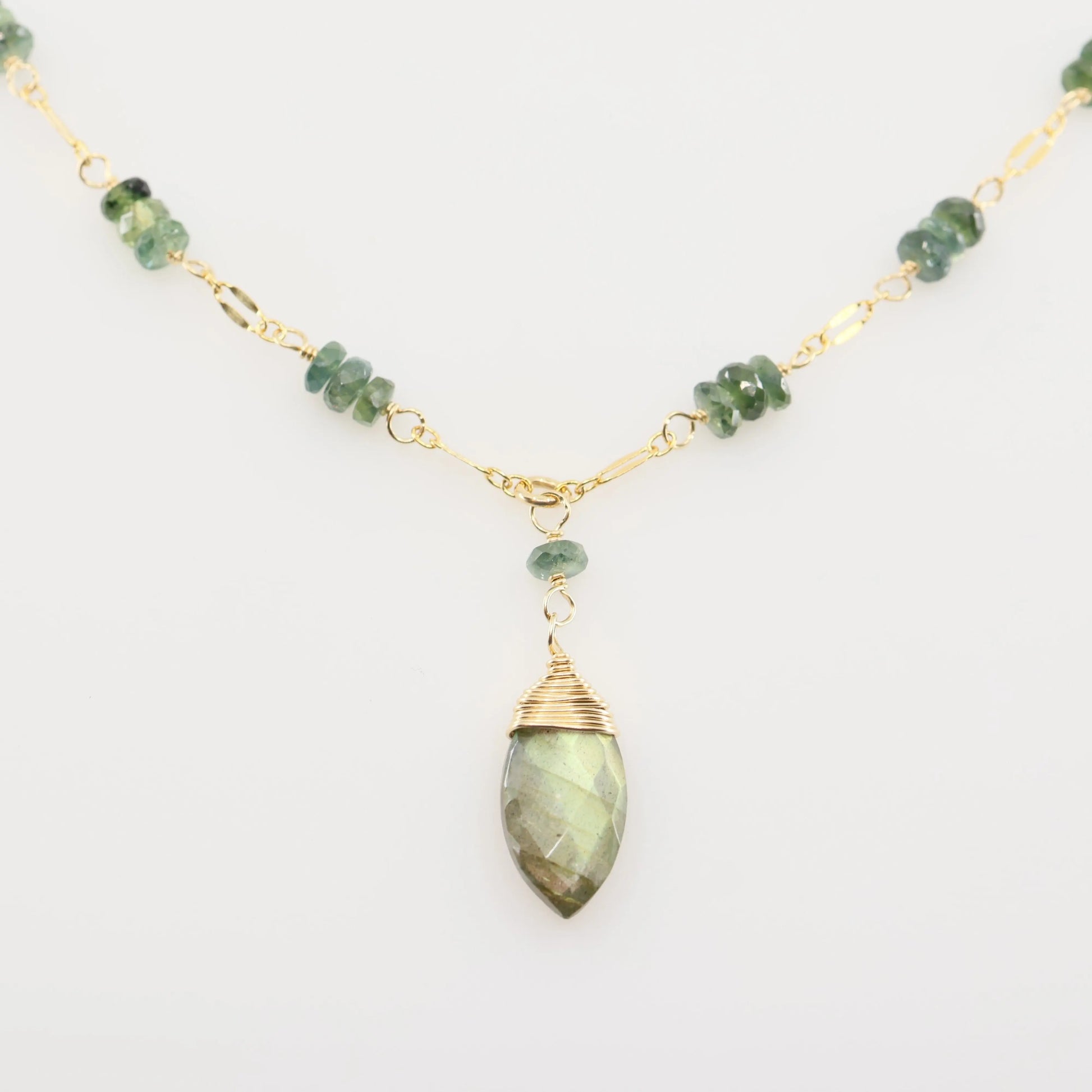 Glittering Australian Sapphire Stack & Labradorite Necklace J.Mills Studio