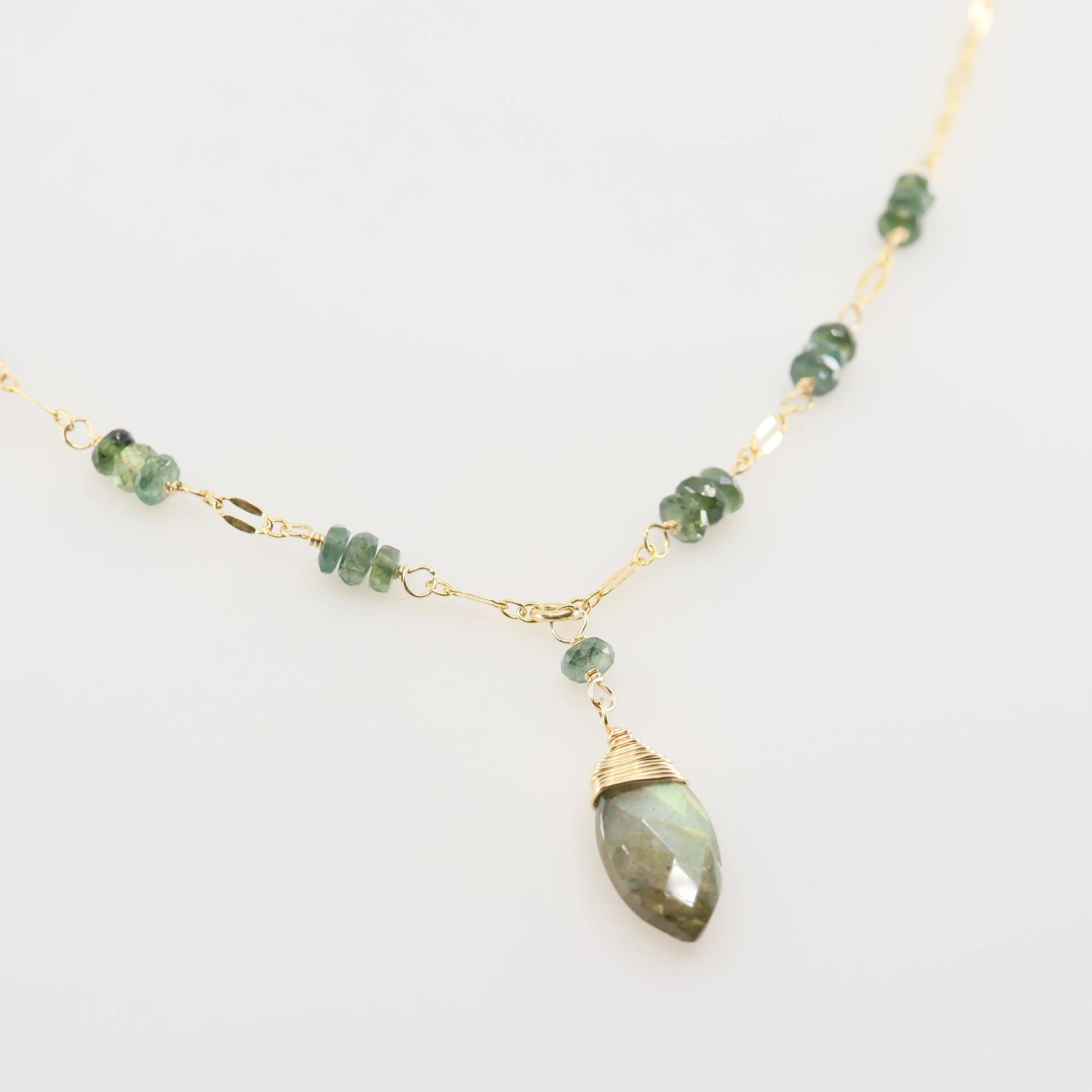 Glittering Australian Sapphire Stack & Labradorite Necklace J.Mills Studio