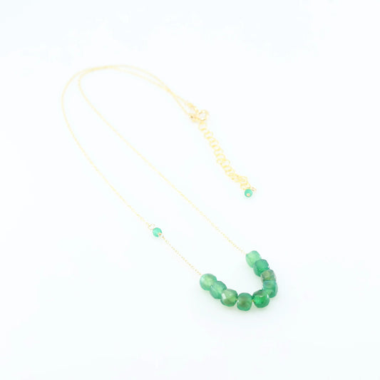 Green Onyx Faceted Cube Gemstone Necklace J.Mills Studio