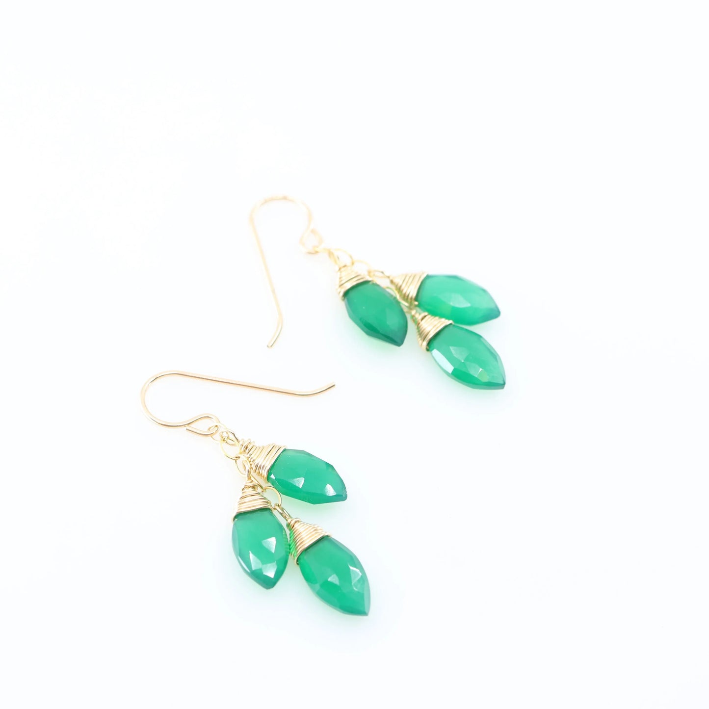 Green Onyx Triple Drop Earrings J. Mills Studio