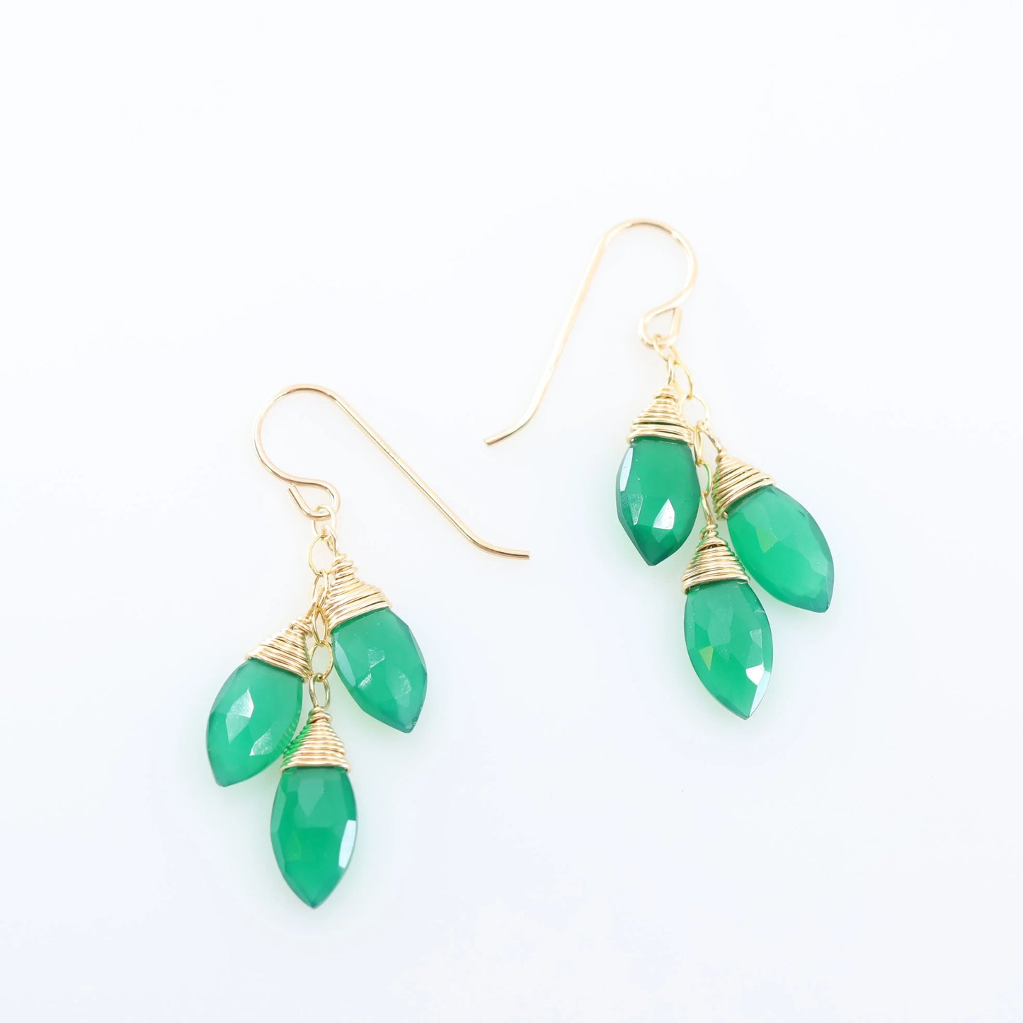Green Onyx Triple Drop Earrings J. Mills Studio