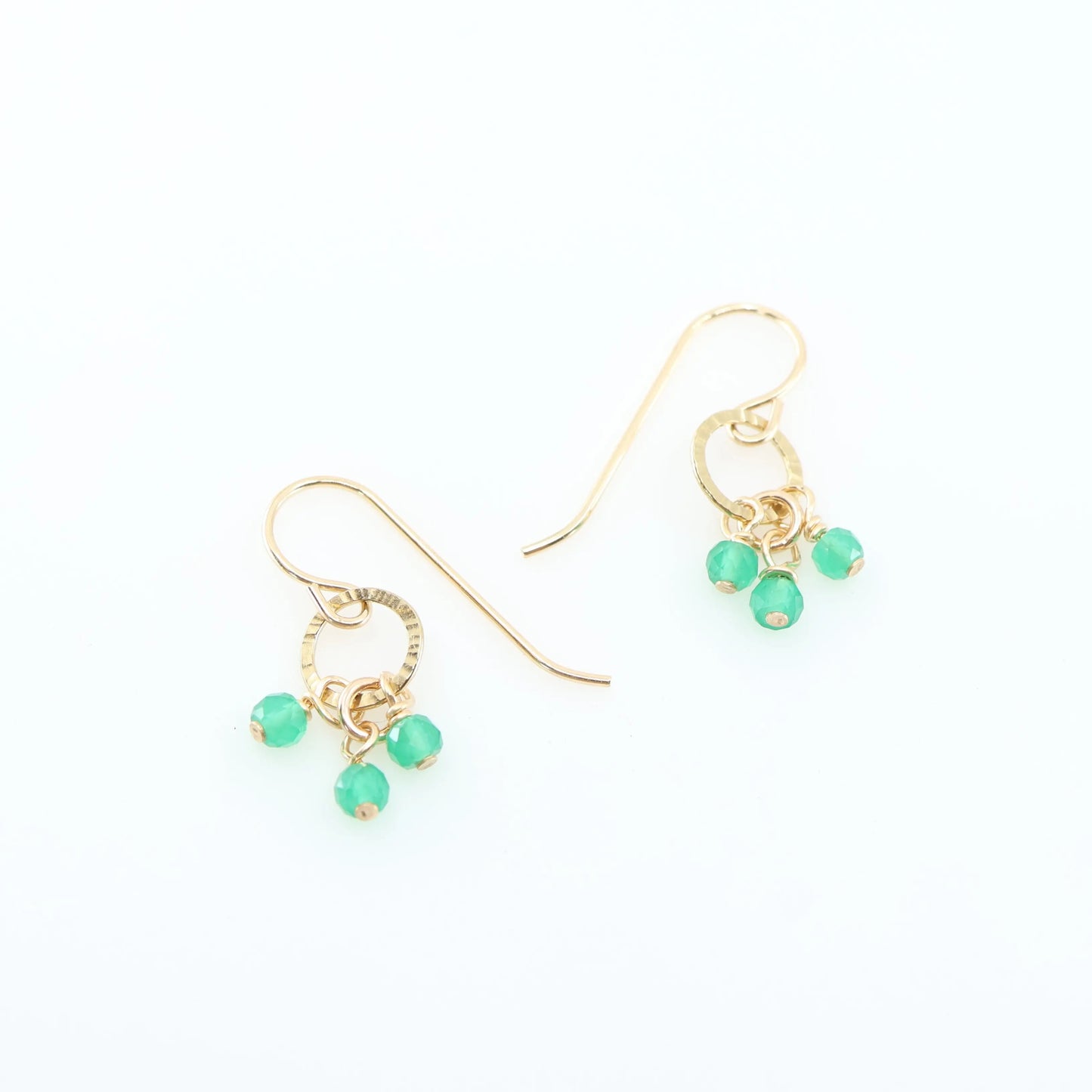 Tiny Hammer Textured Circle Earrings with Green Onyx J.Mills Studio