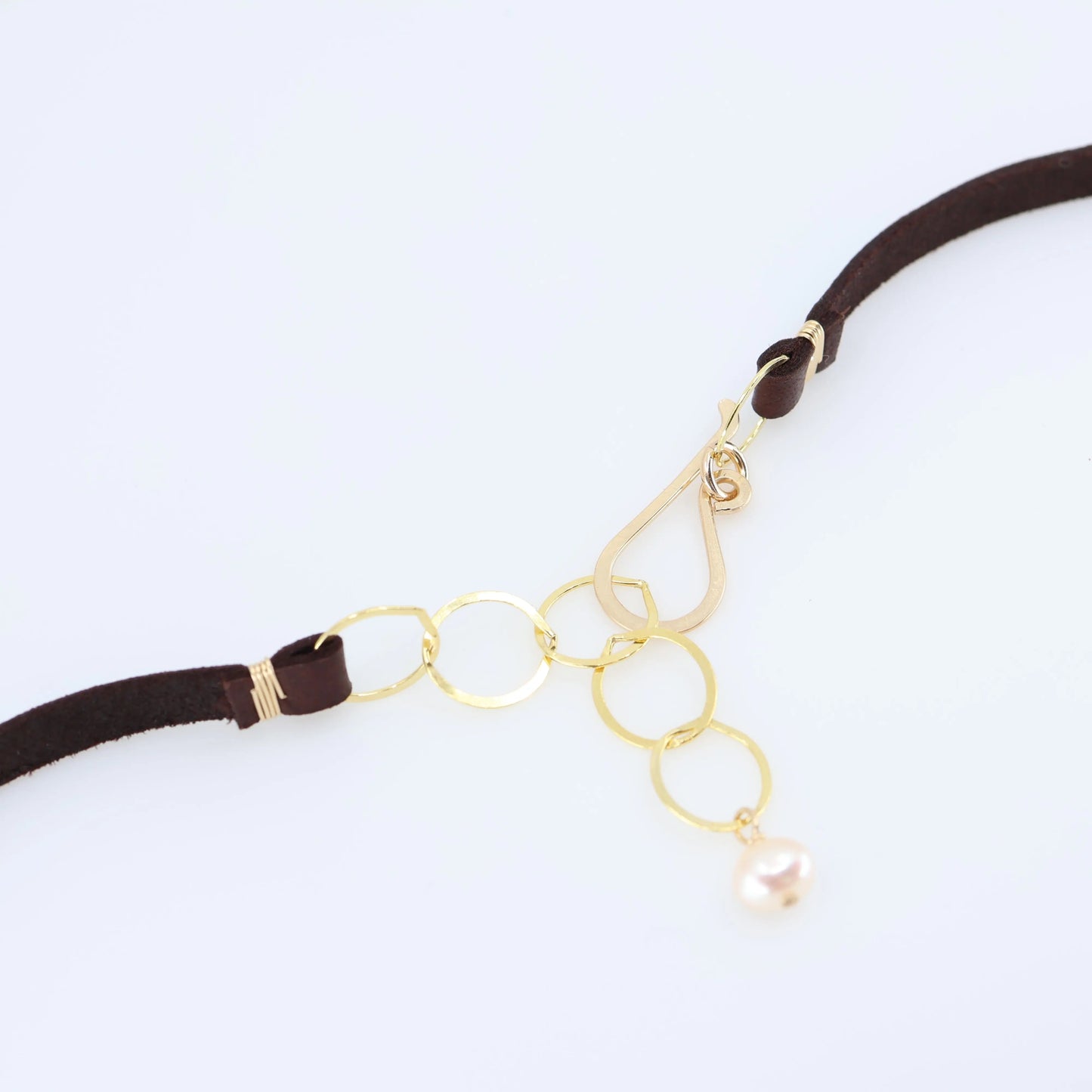 Faceted Cherry Blossom Agate and Leather Statement Necklace J.Mills Studio